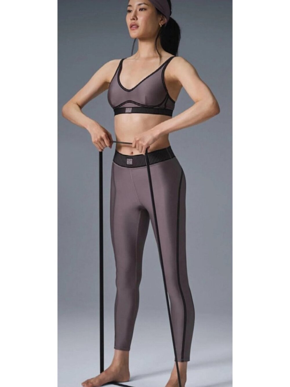 Alo Airlift High-Waist 7/8 Line Up Leggings Raisinette Hi-Rise Striped Tights S - Picture 7 of 13